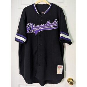 VTG Stitches MLB Diamondbacks Jersey Mens XL Black Purple Embroidered *Signed